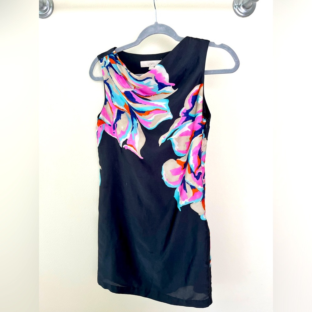 Loft black with floral dress. Size 2P.